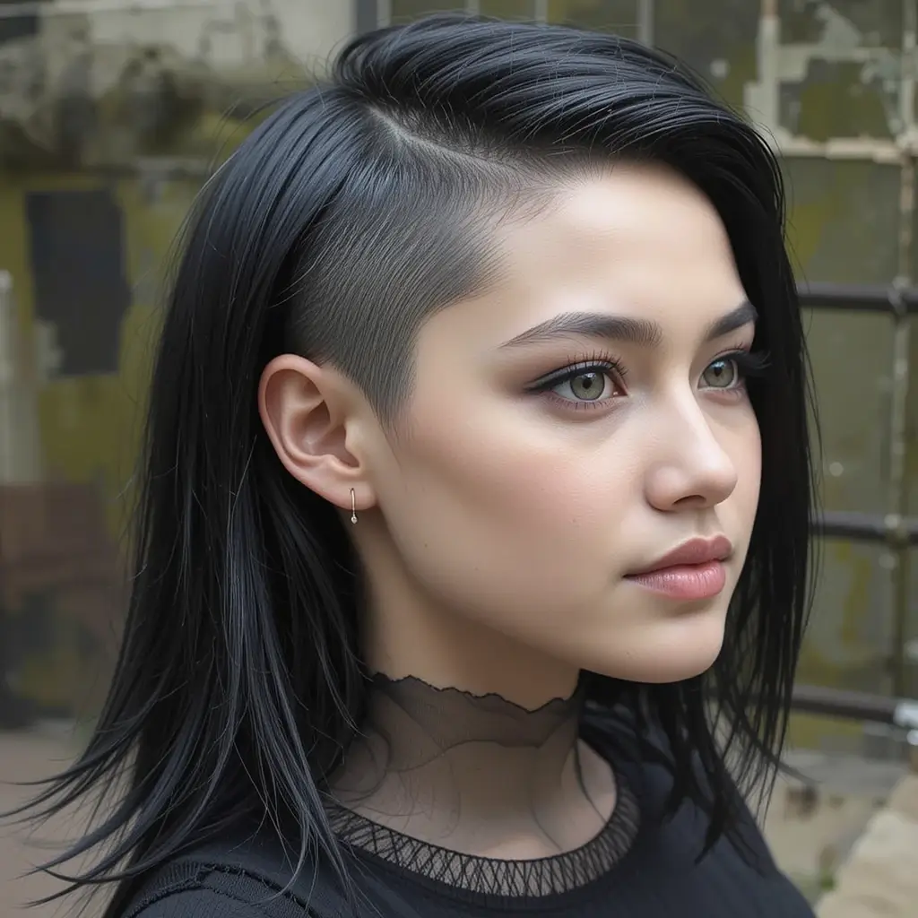 Jet Black Shaved Undercut