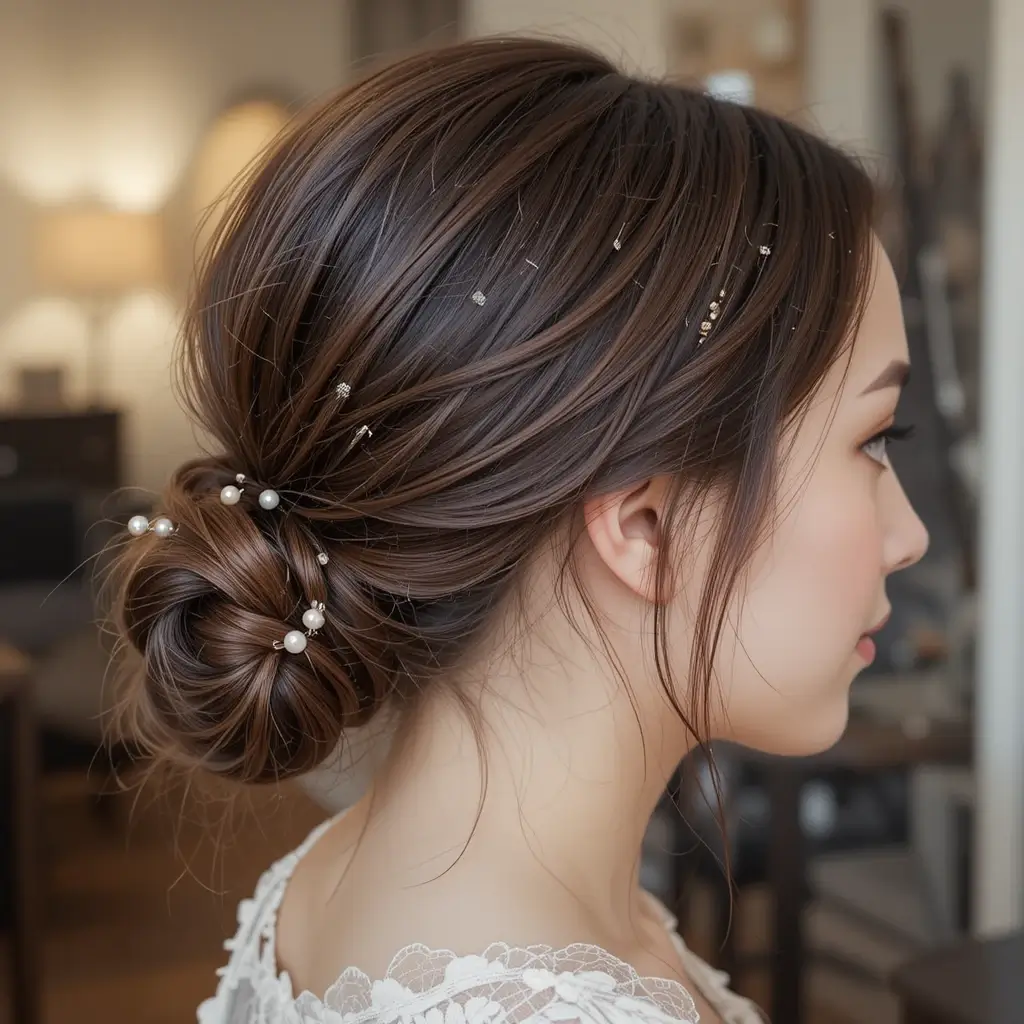 Knot Bun with Middle Part