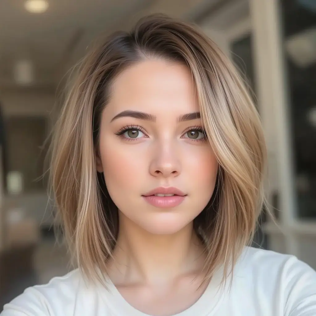 Layered Bob with Deep Side Part