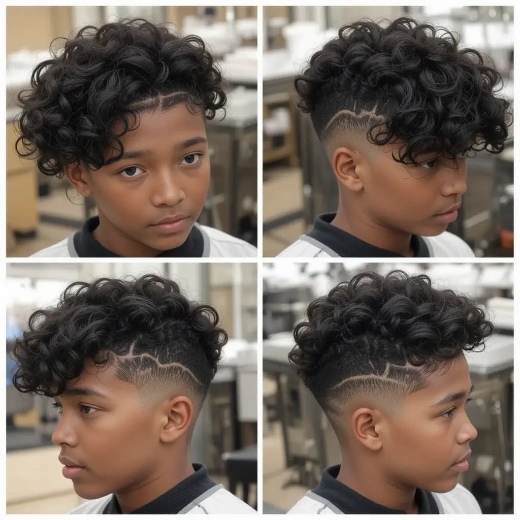 Layered Curls with Temple Fade