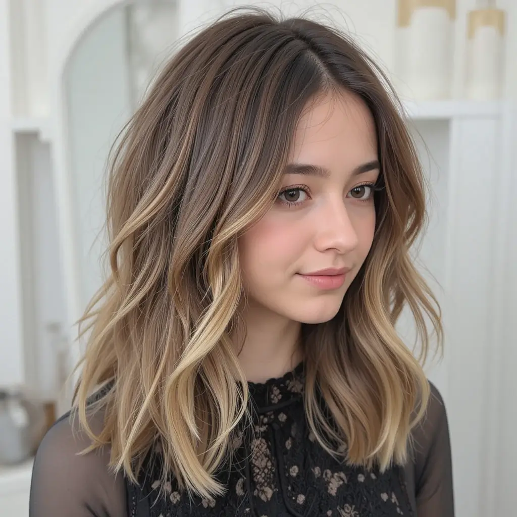 . Layered Cut with Feathered Ends