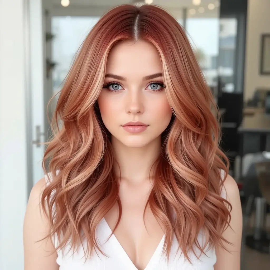 Layered Strawberry Blonde V-Cut