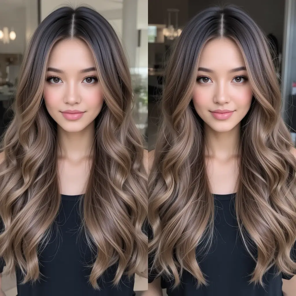 Long Layers with Smoky Ash Brown Tones