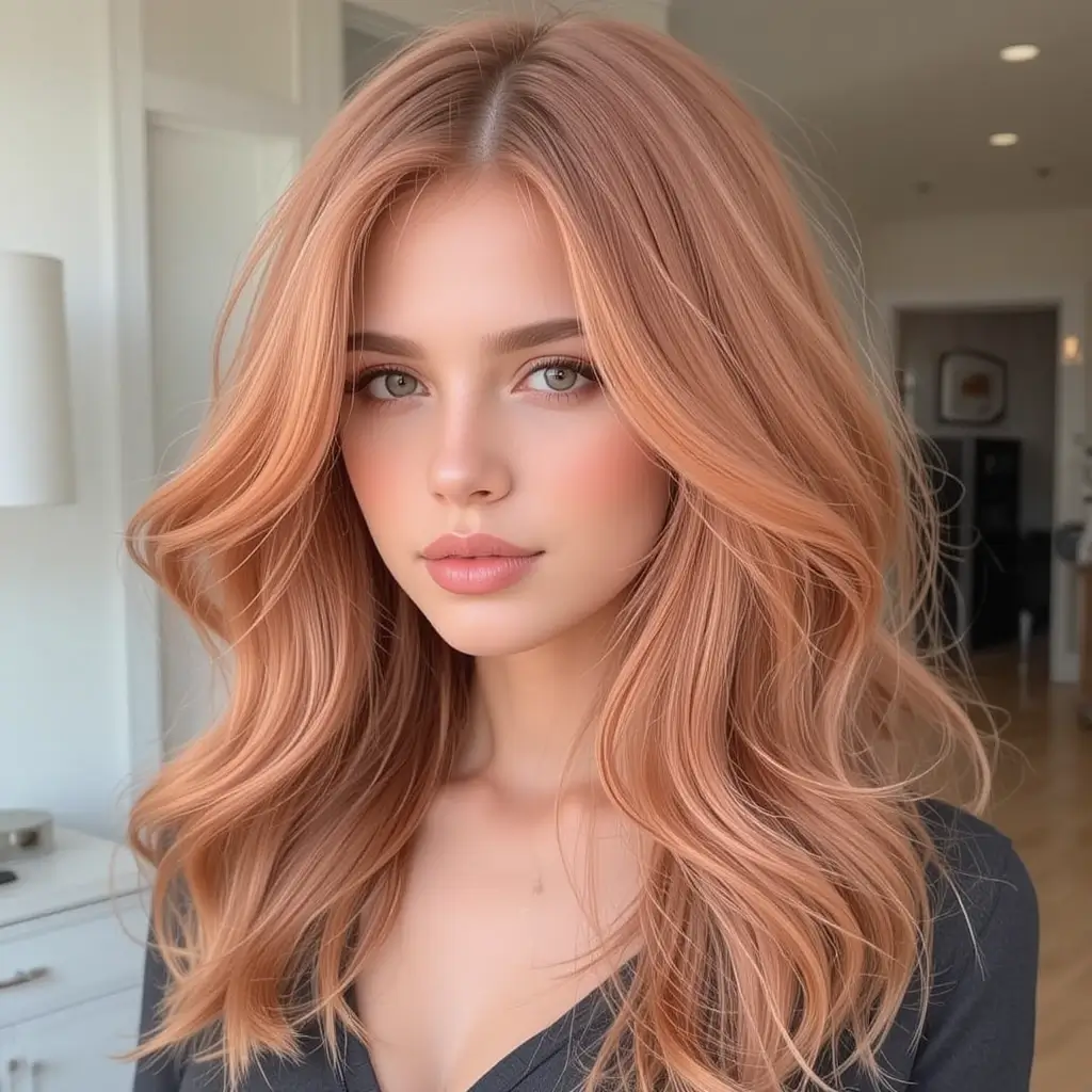 Long Strawberry Blonde Hair with Swoopy Layers