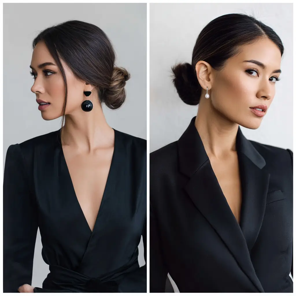 Low Bun with a Part