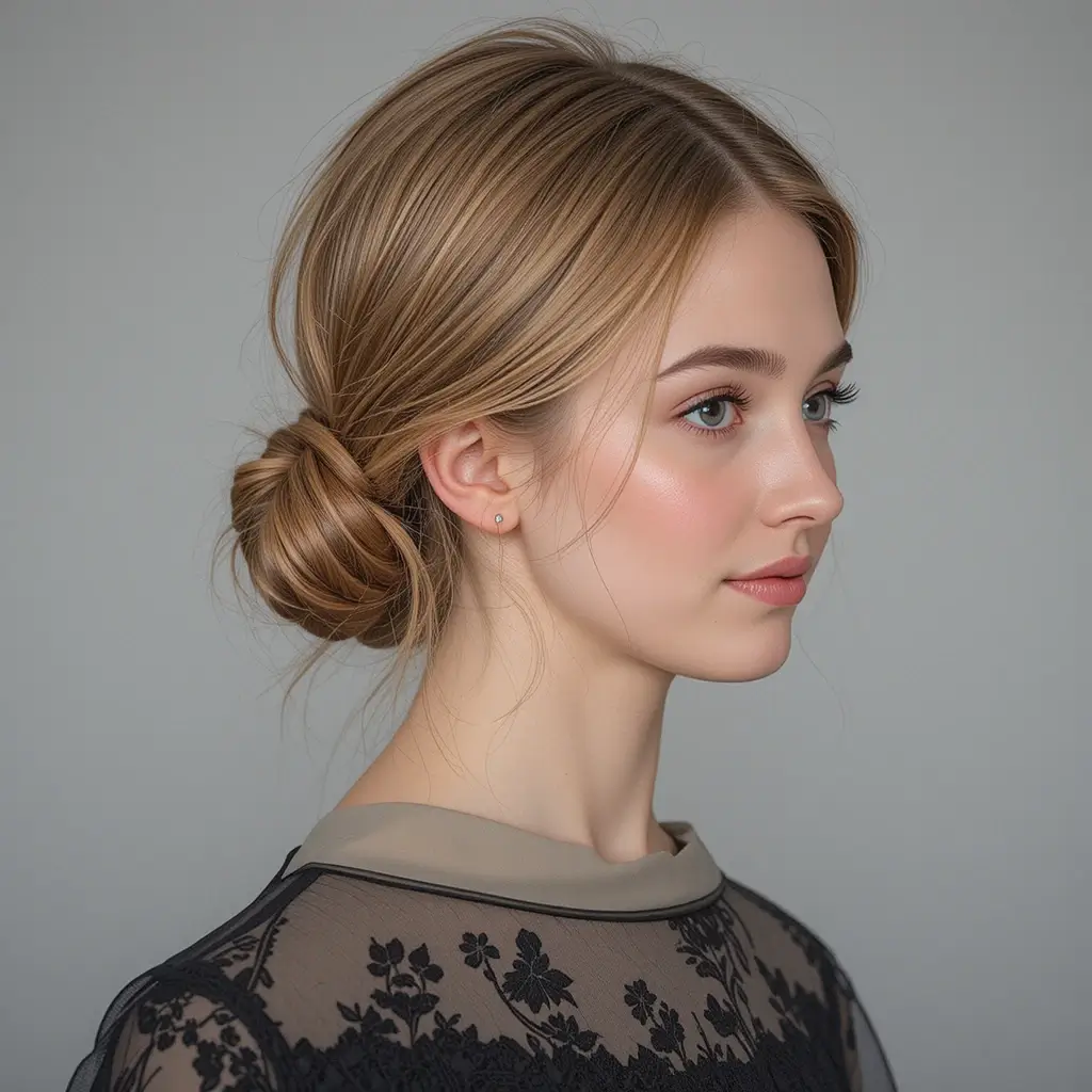 Low Chignon with Side Part