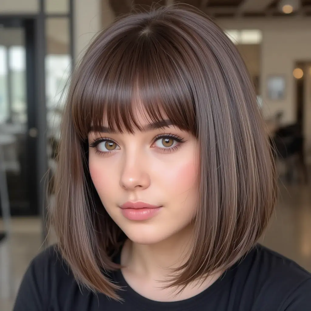 Medium Bob with Curtain Fringe