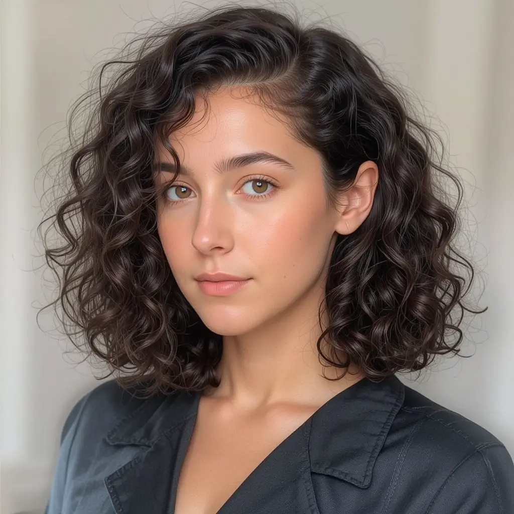 Medium Curly Hair with Tapered Ends