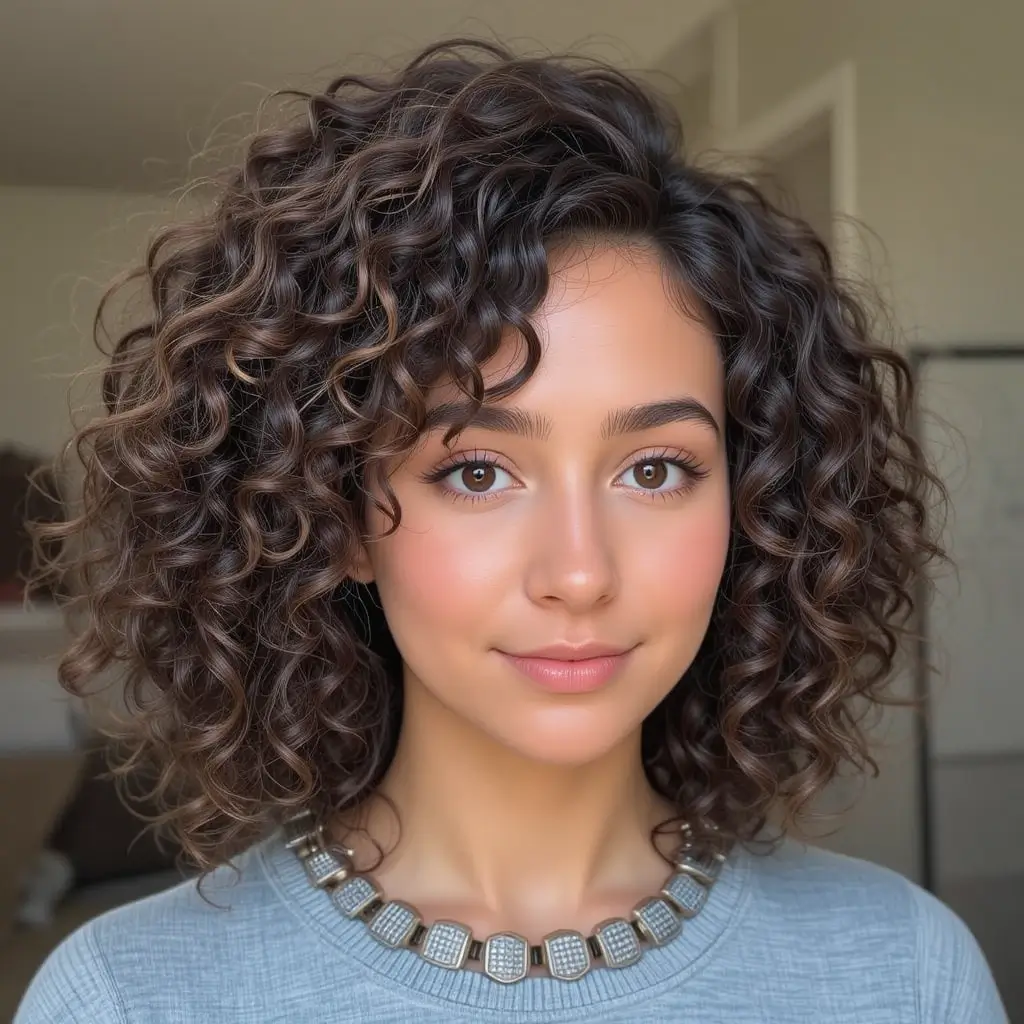 Medium Curly Hair with Volume at the Roots