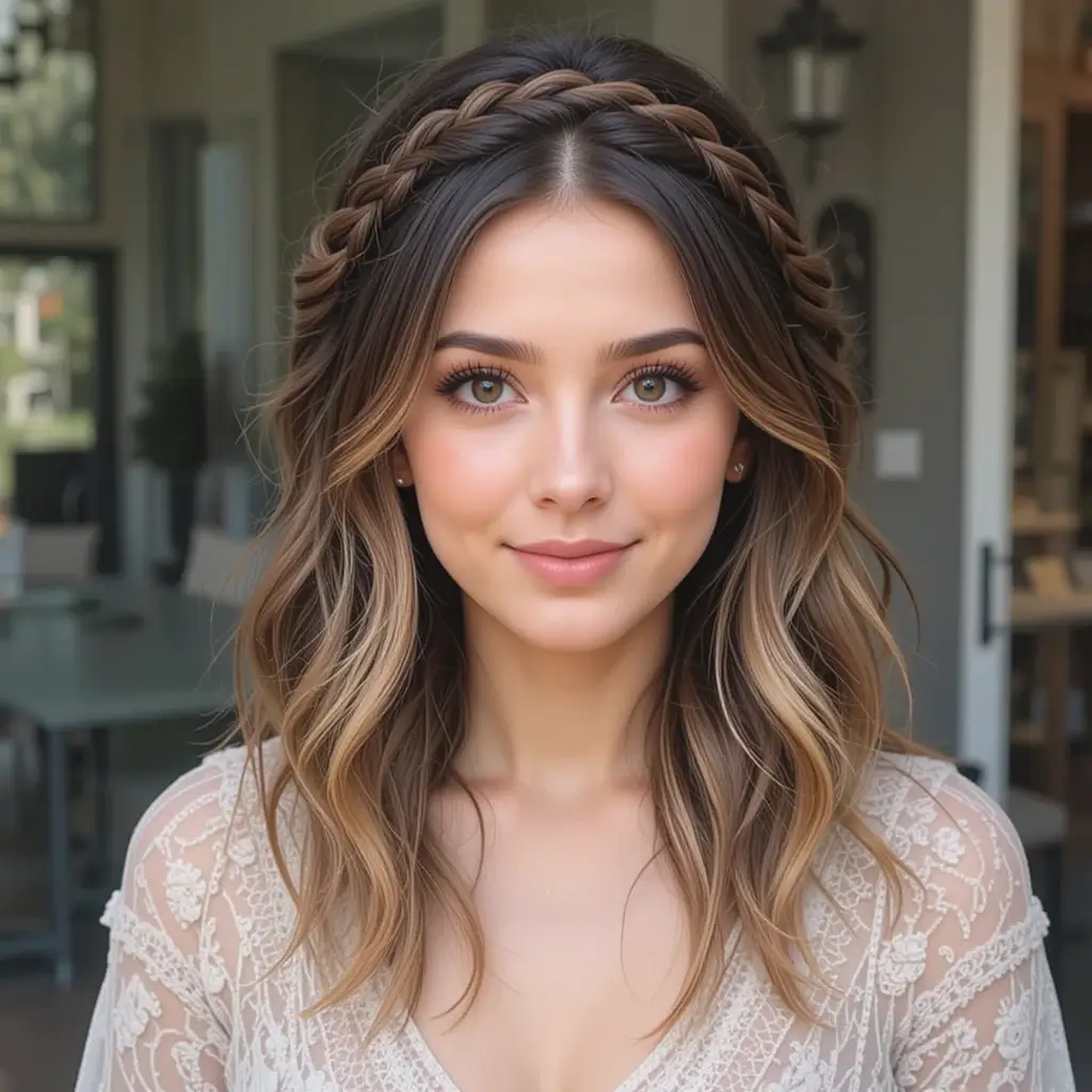 Medium Hair with Braided Crown