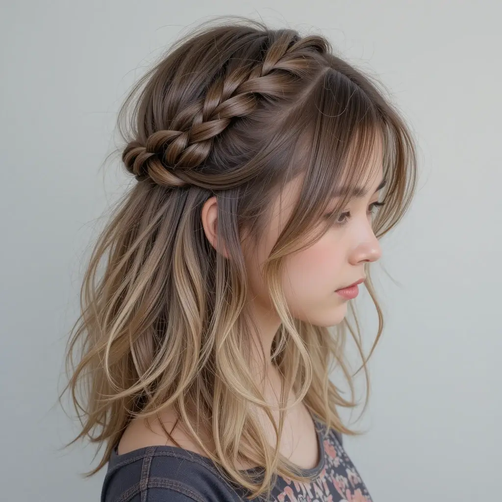 Medium Hair with Loose Braids