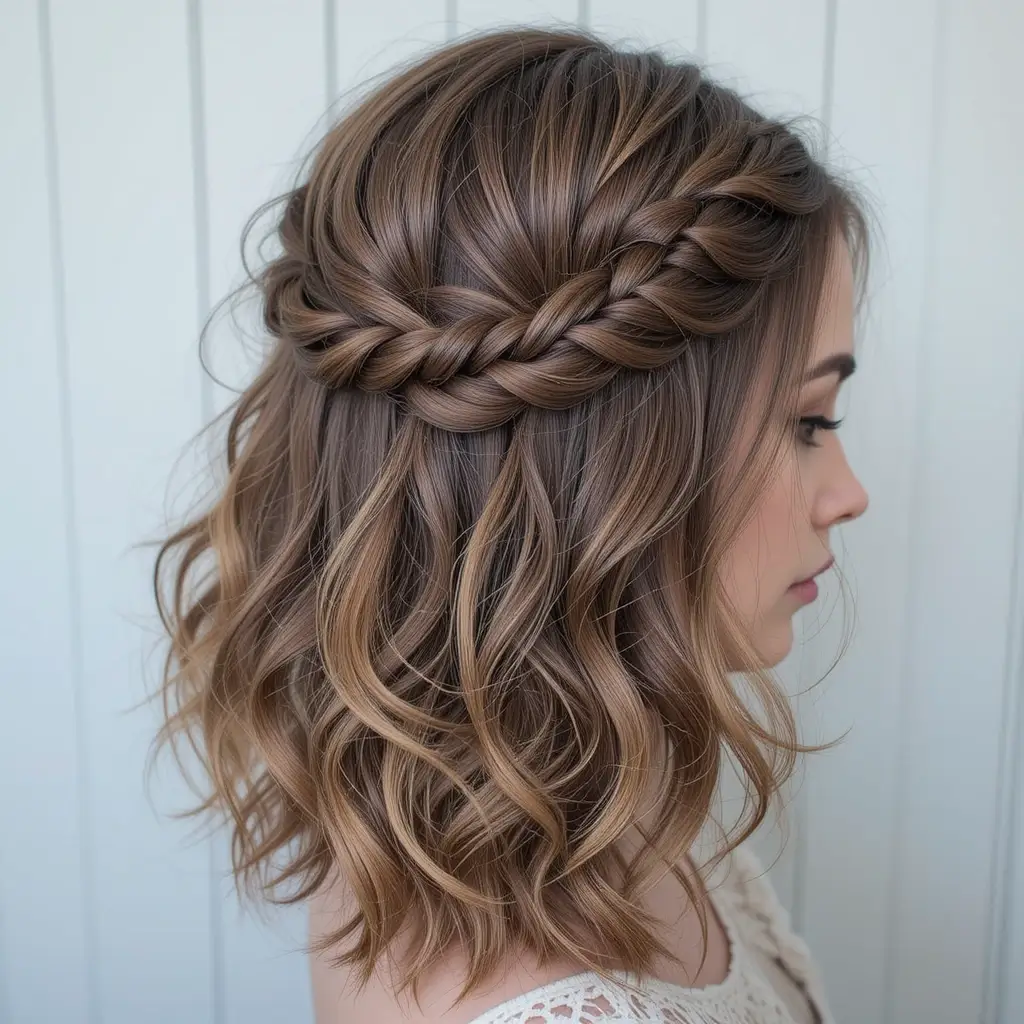 Medium Hair with Waterfall Braid