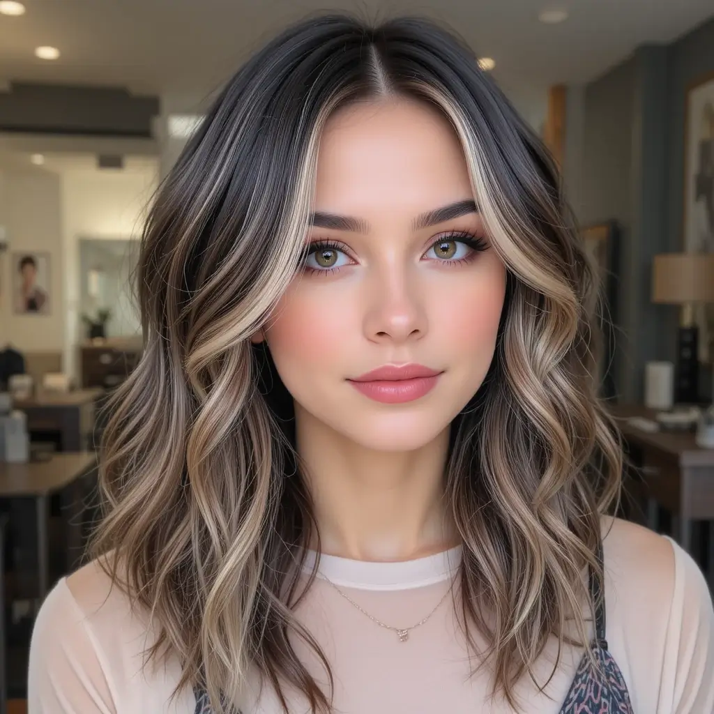 Medium-Length Hair with Bold Money Piece