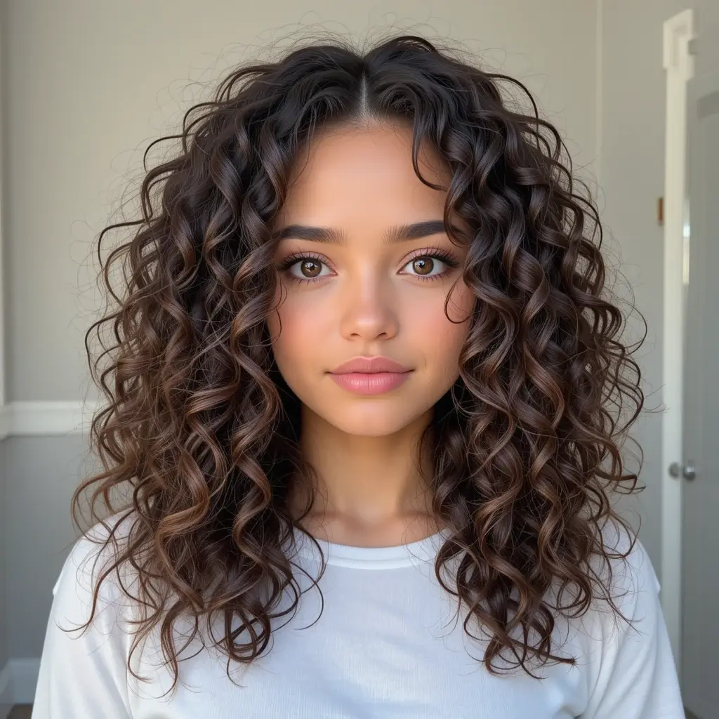 Medium Spiral Curls with Long Layers