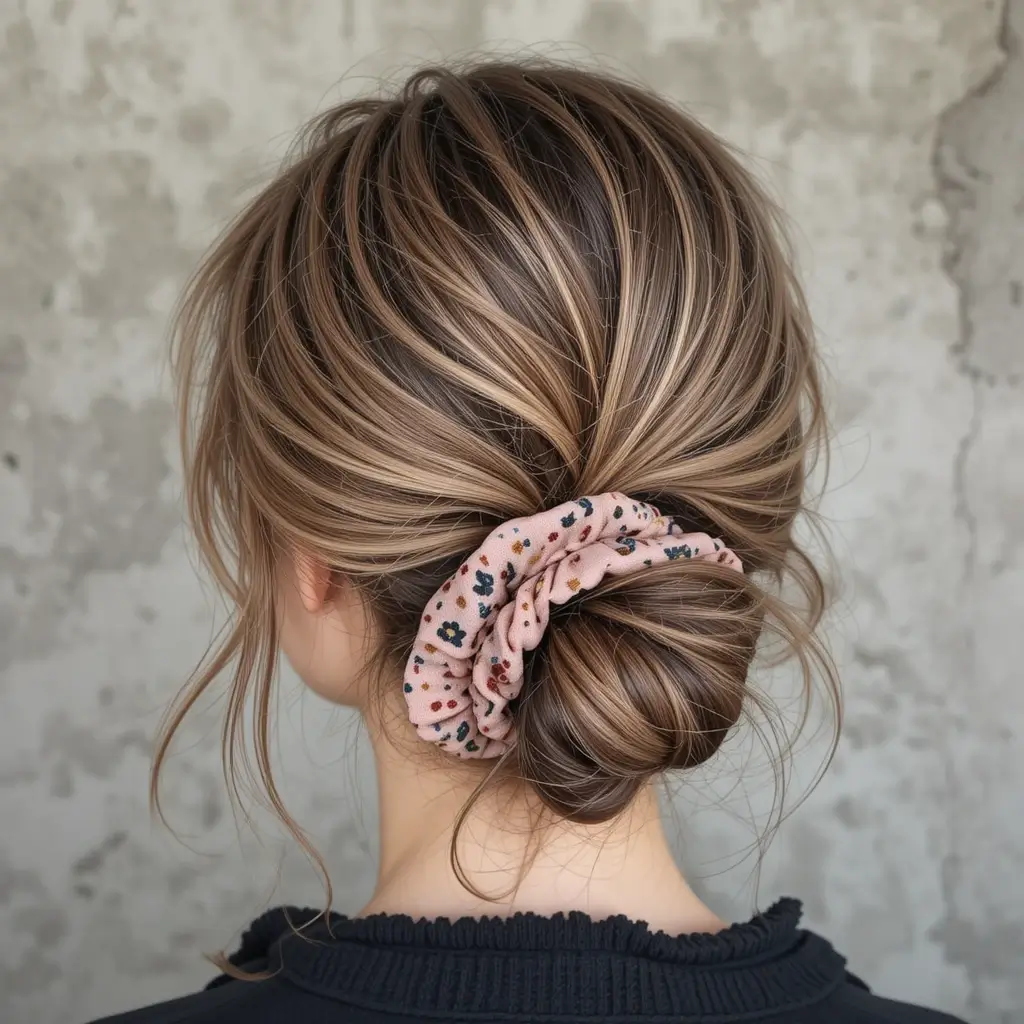 Messy Low Bun with Scrunchie