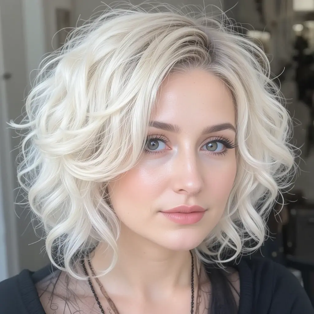 Mid-Length Cut with Side Swept Bangs