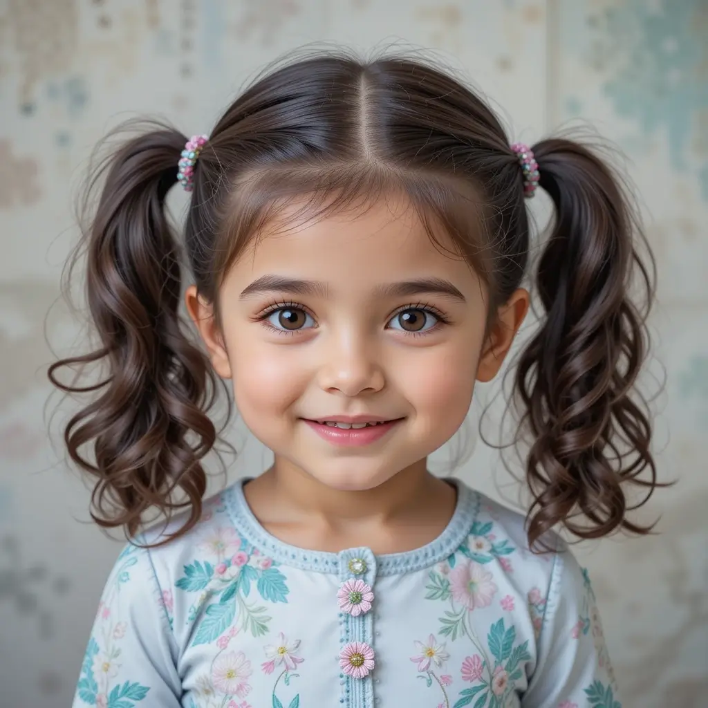 Pigtail Braids with Curly Ends