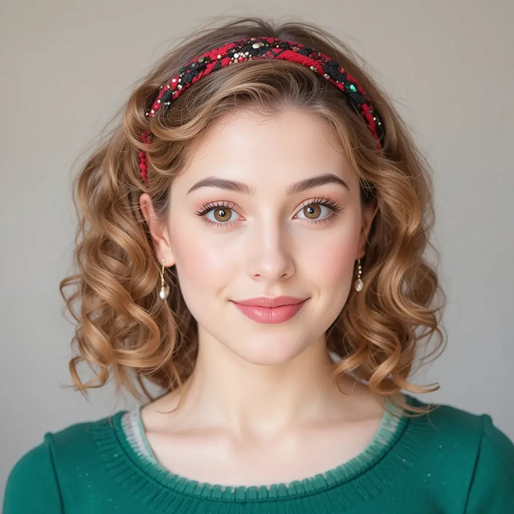 Pin Curls with Festive Headband