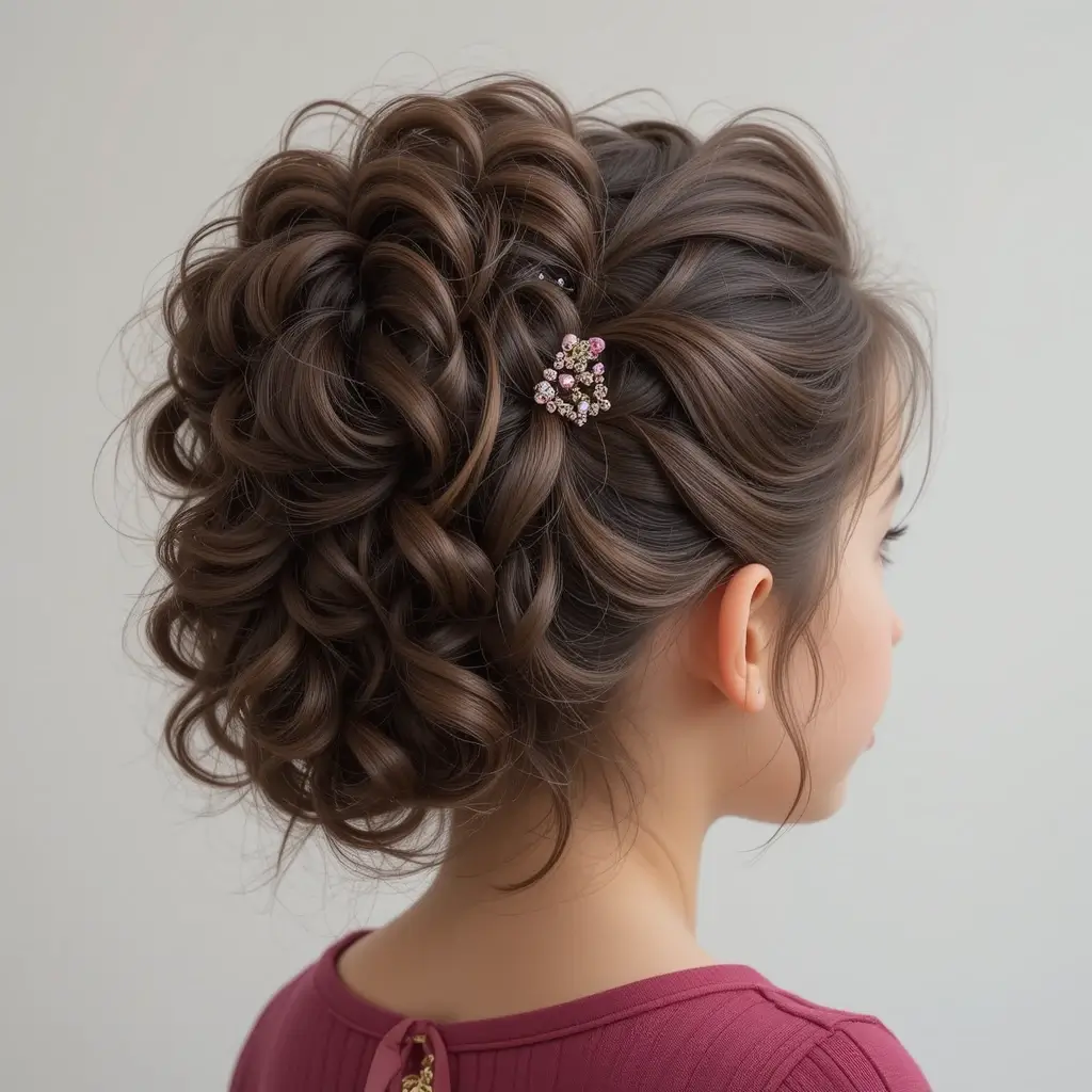 Pinned-Back Curly Updo with Volume