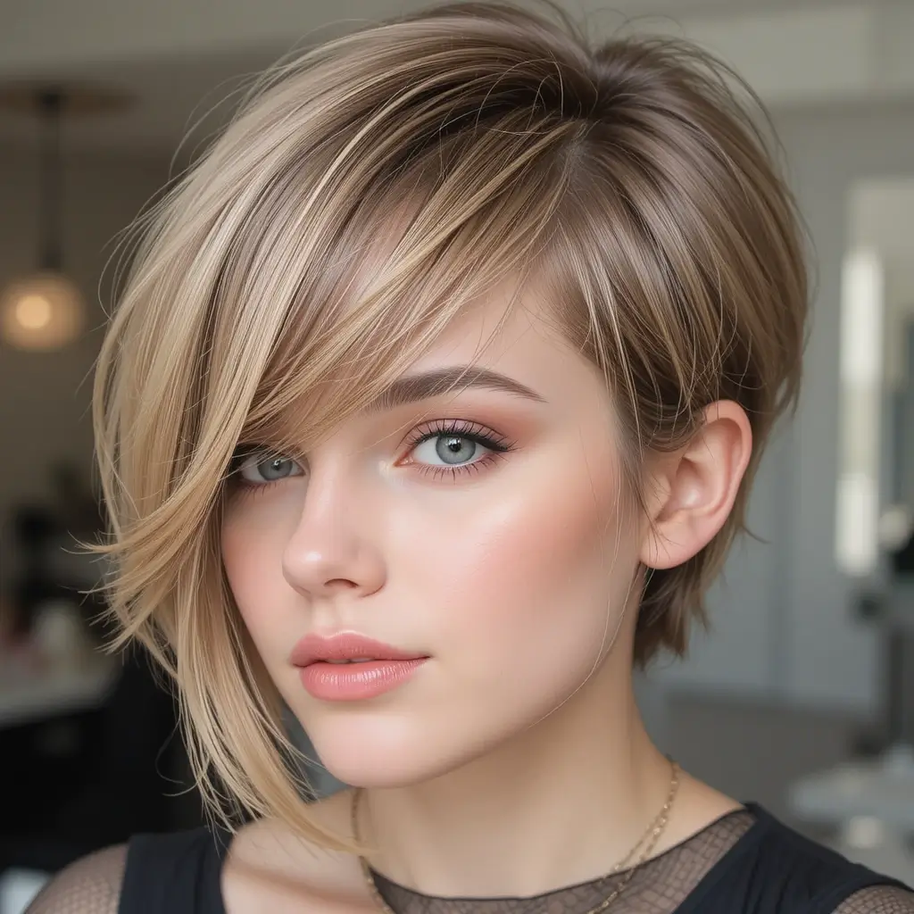 Pixie Cut with Long Bangs