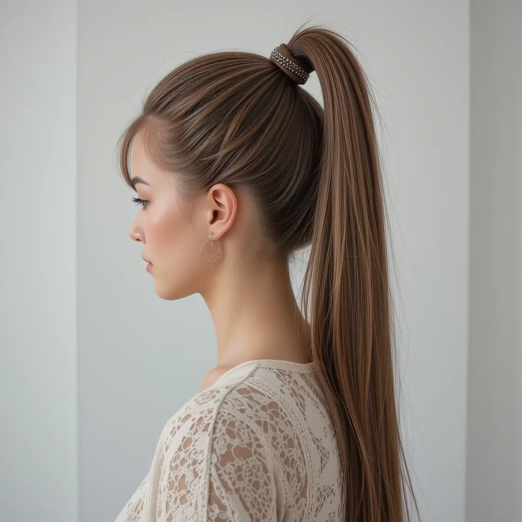 Polished High Ponytail with Wrap