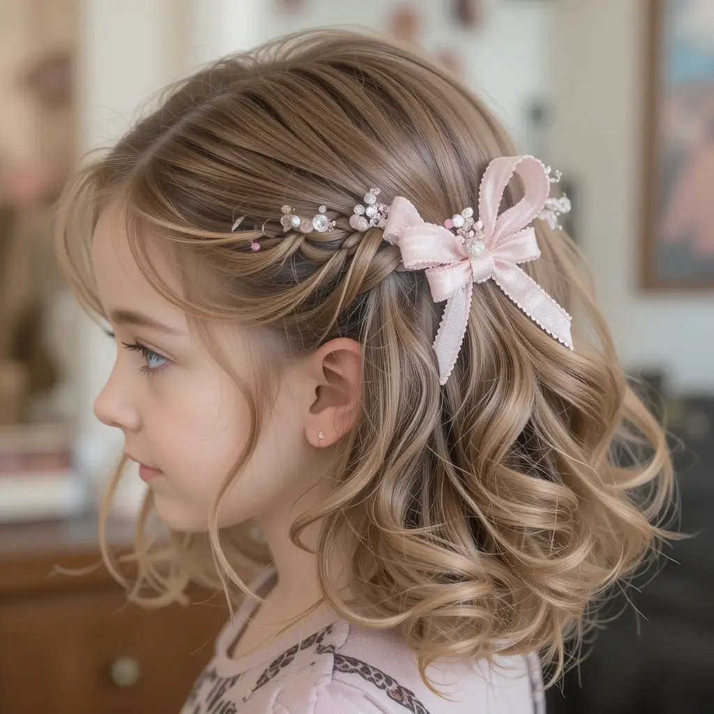 Ribbon-Tied Half-Up Curls