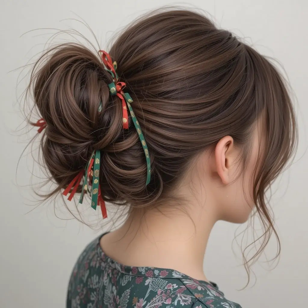 Ribbon-Wrapped Bubble Ponytail