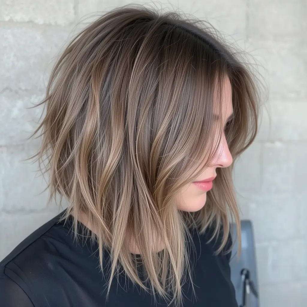 Rooted Ashy Light Brown Lob