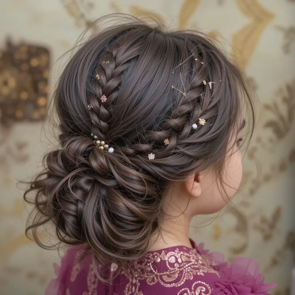 Rope Twists into Low Curly Bun