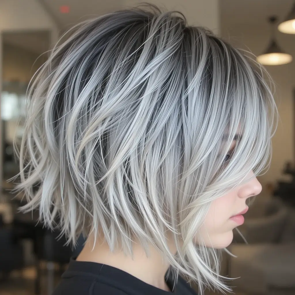 Salt and Pepper Choppy Bob