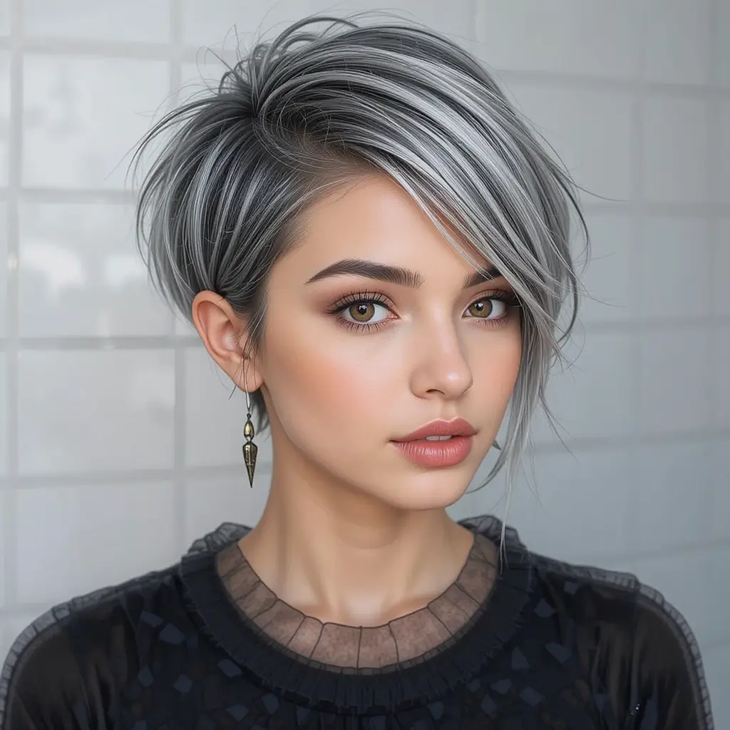 Salt and Pepper Pixie Cut