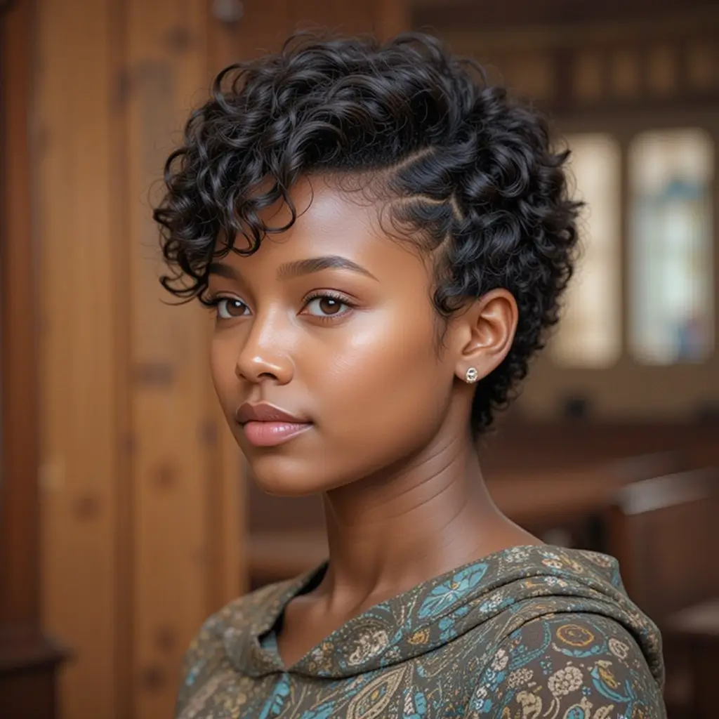 Short Afro with Defined Edges