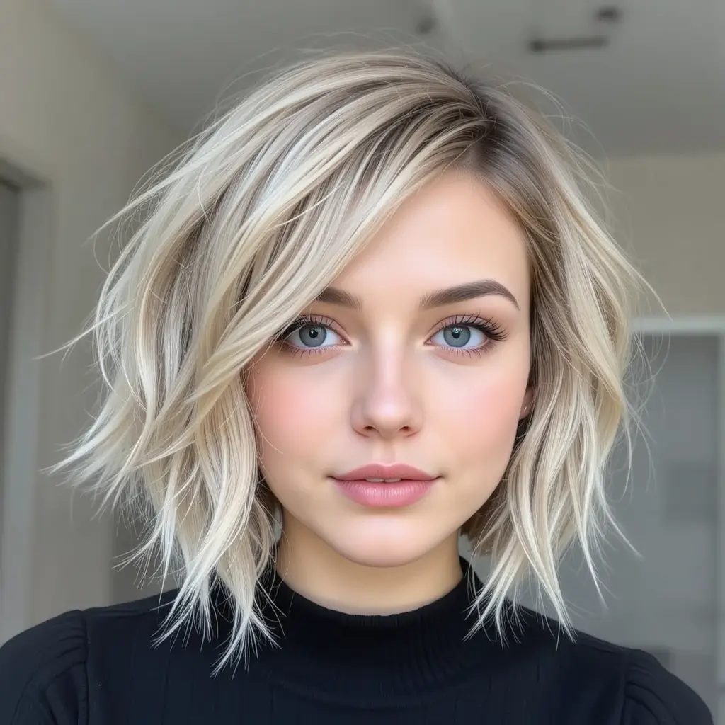 Short Choppy Bob with Side Part