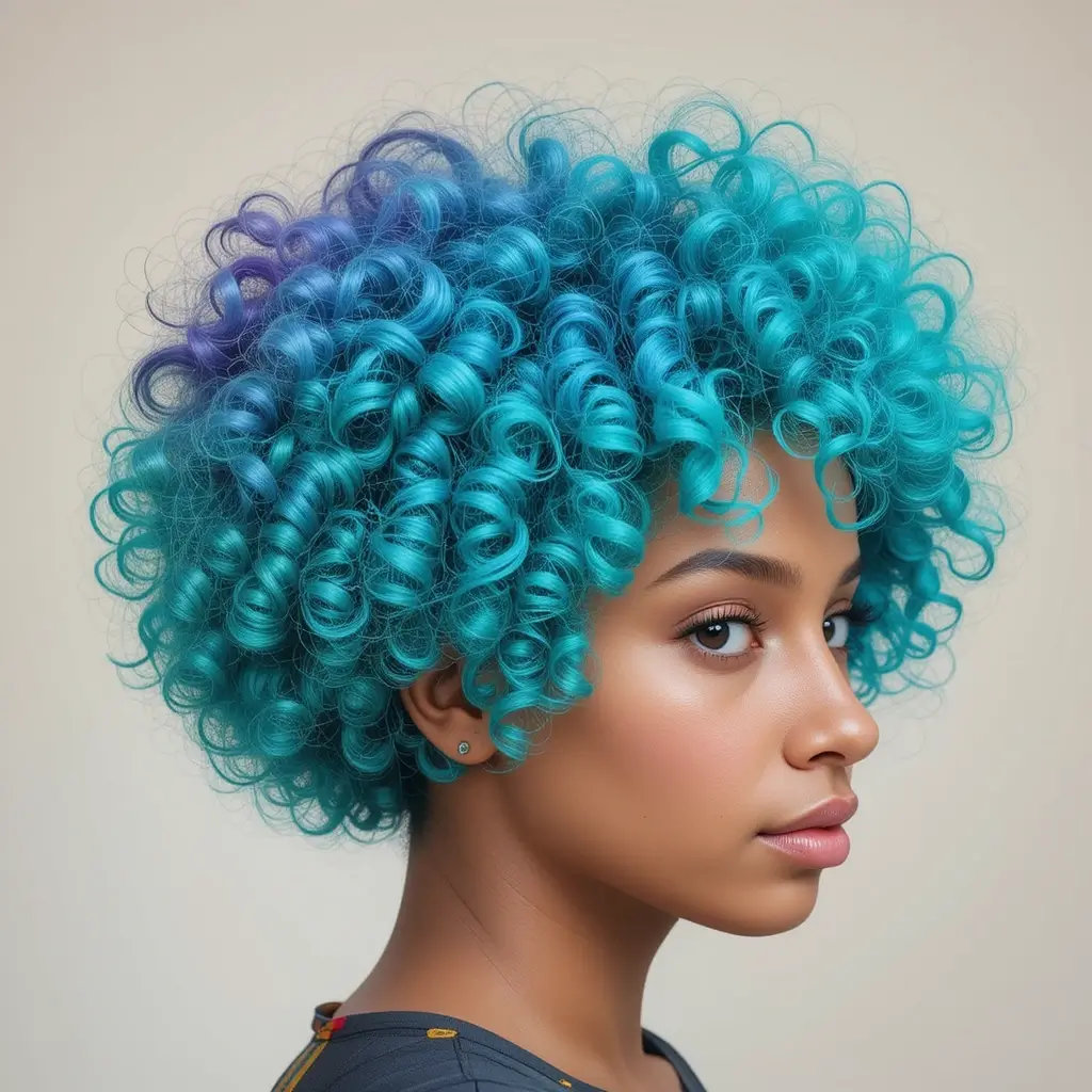 Short Curly Afro with Fade