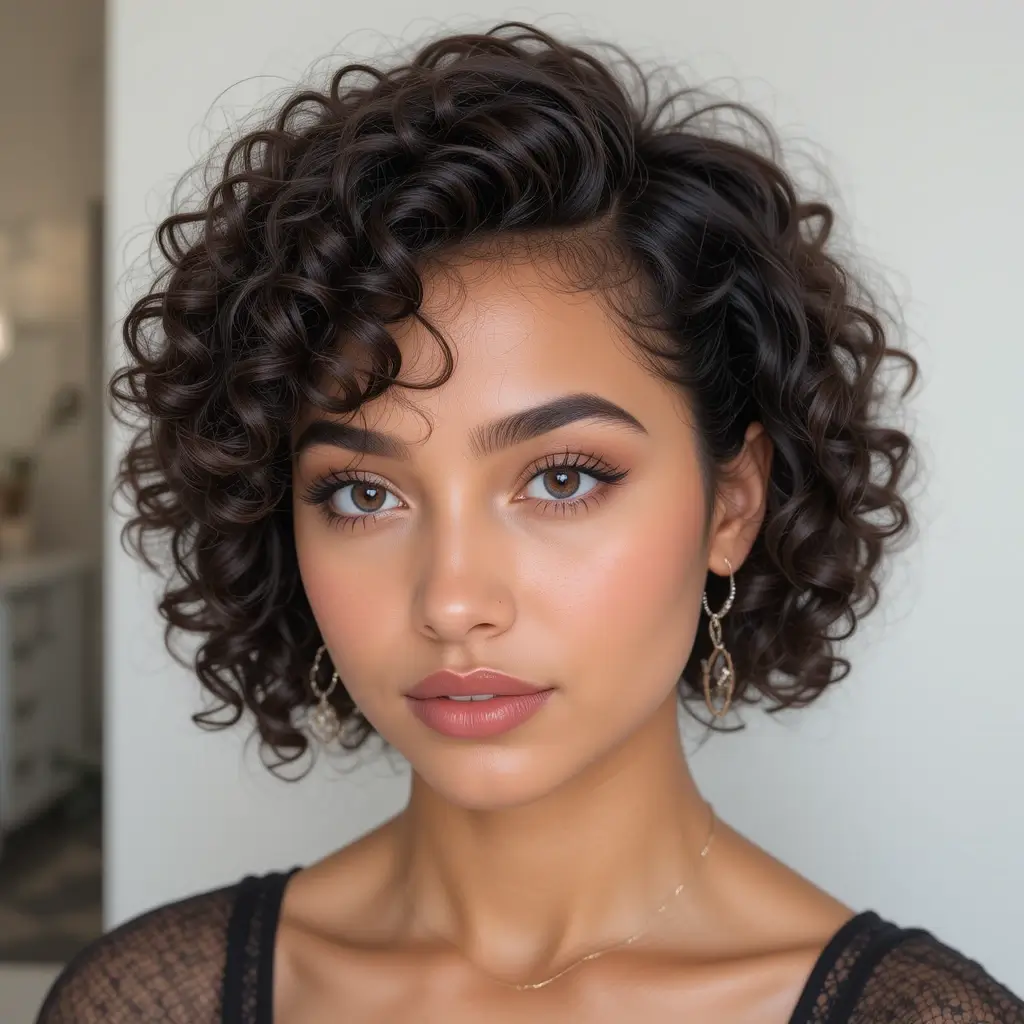 Short Curly Hair with Defined Ringlets