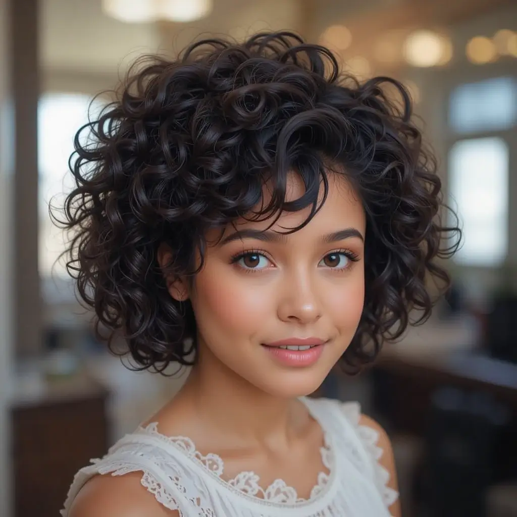 Short Curly Hair with Textured Top