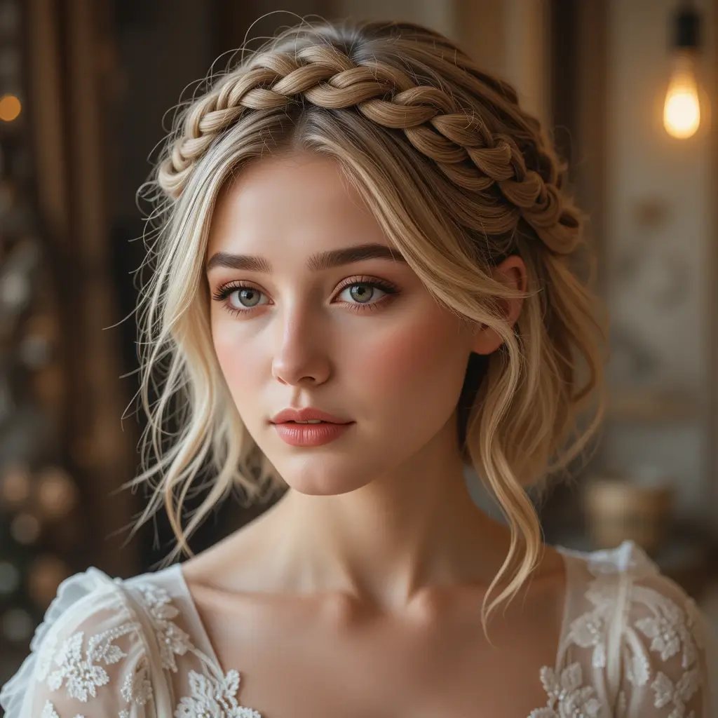 Short Cut with Braided Crown