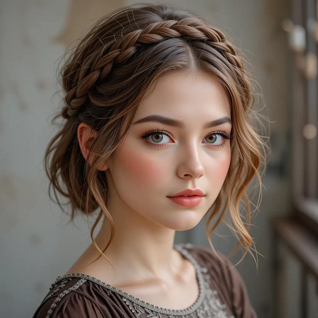 Short Cut with Braided Crown