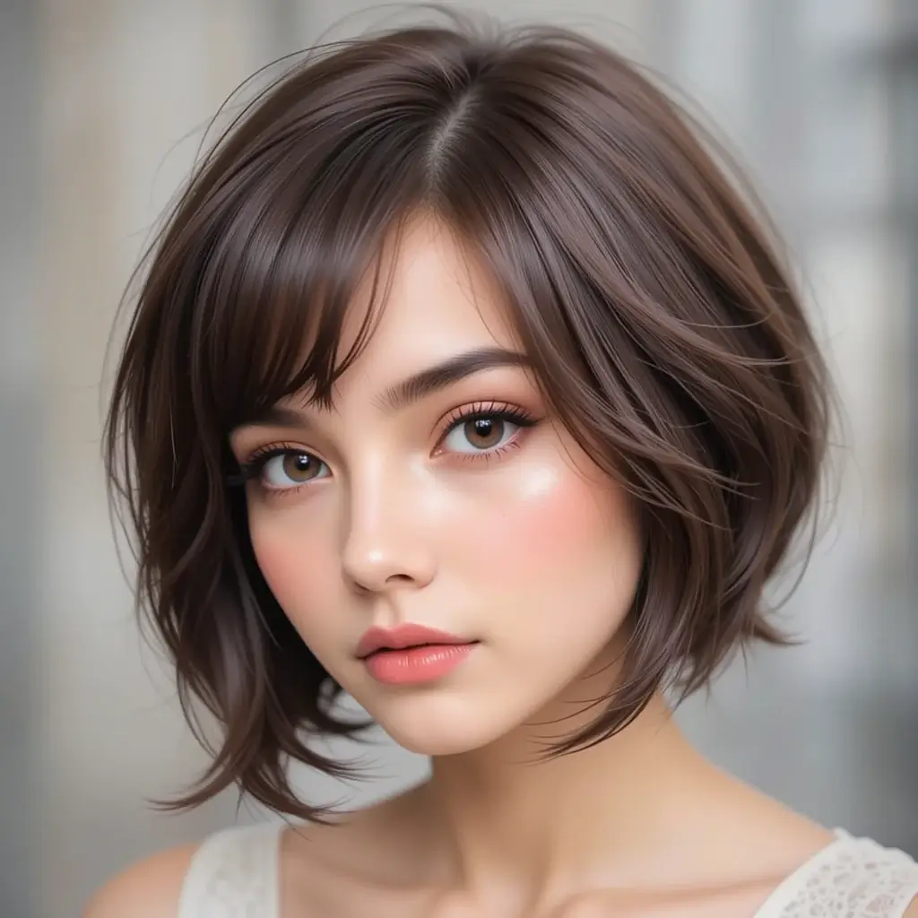 Short Cut with Curved Bangs