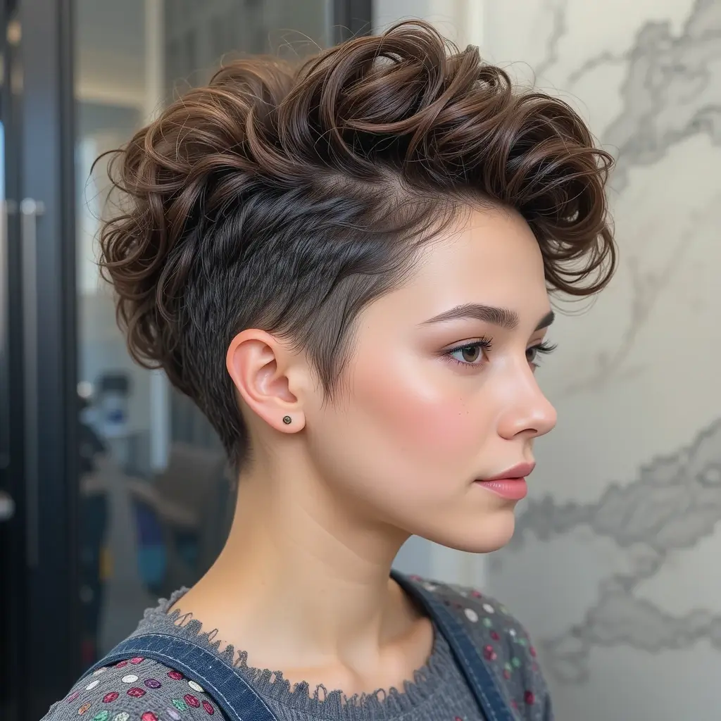 Short Wedge Mod Cut with Curly Top