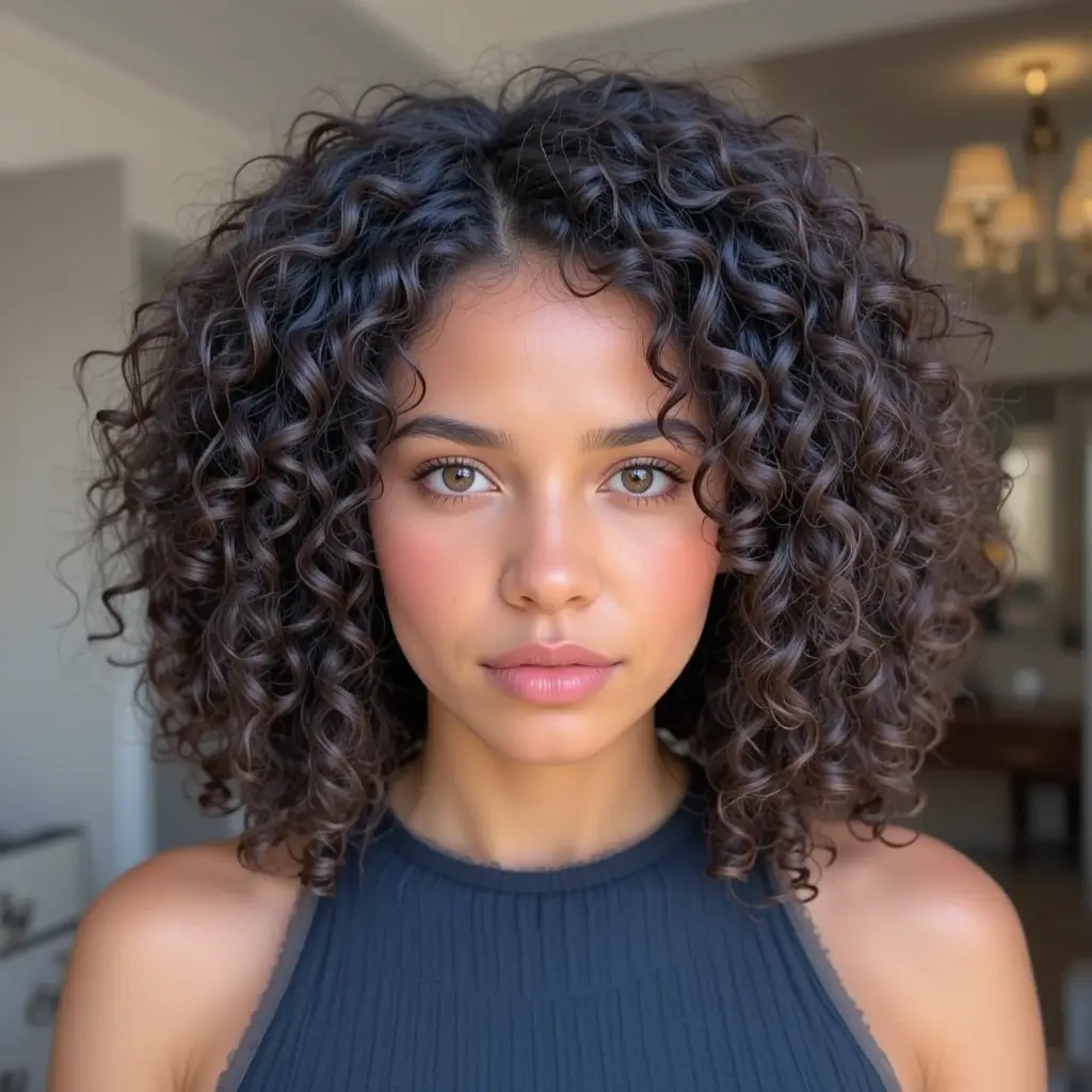 Shoulder-Length Coiled Curls with Layers