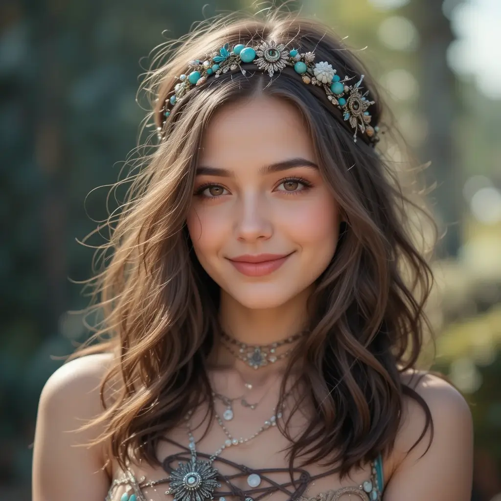 Shoulder-Length Hair with Boho Accessories