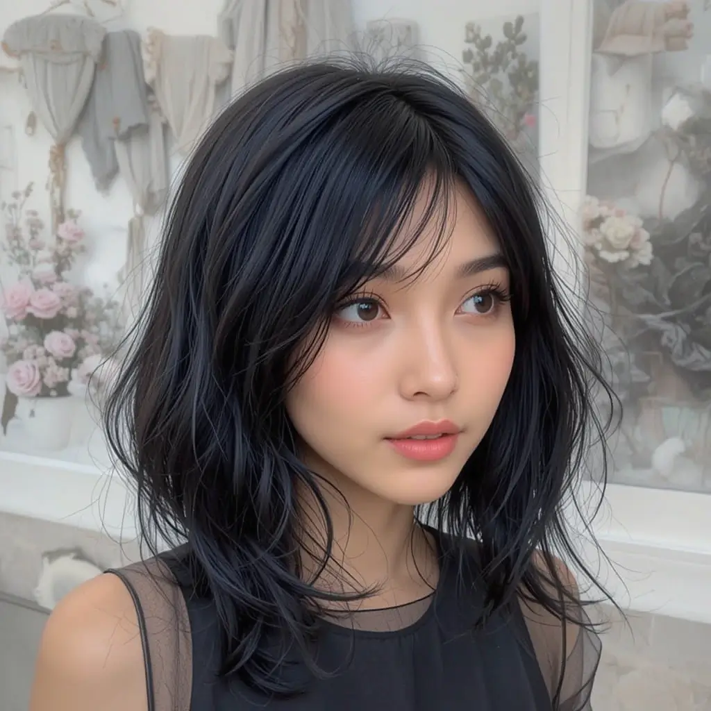 Shoulder-Length Jet Black Lob