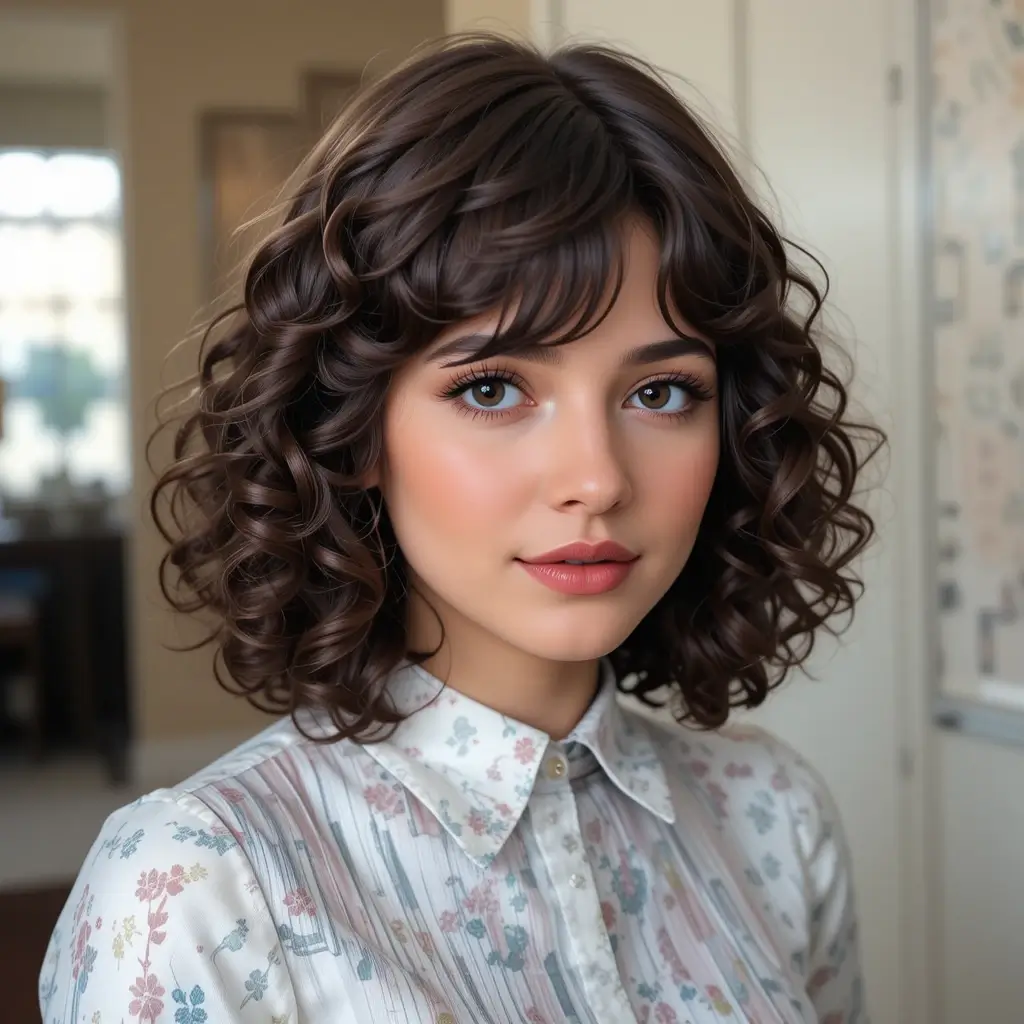 Shoulder-Length Ringlets with Fringe