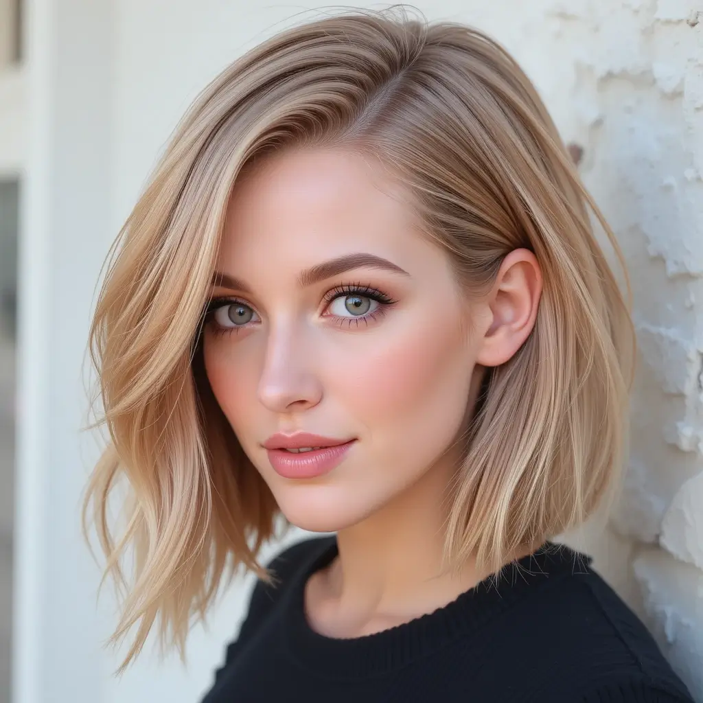 Shoulder-Length Strawberry Blonde Lob