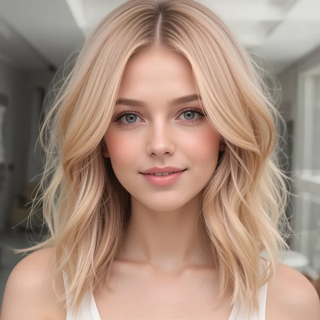Shoulder-Length Strawberry Blonde Lob