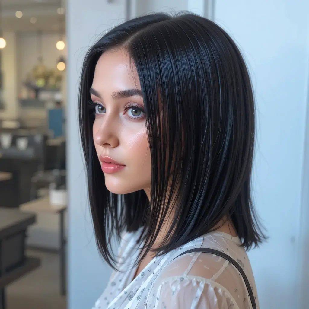 Shoulder-Length with Wet Look