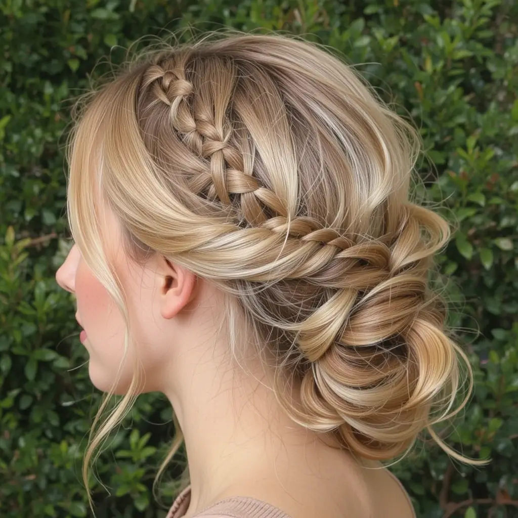 Side Braid into Curled Ponytail