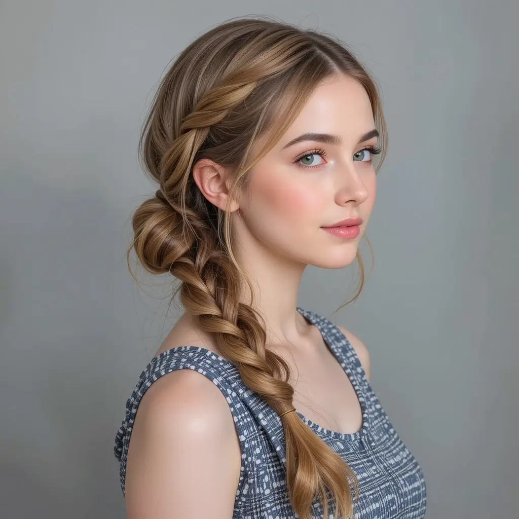 Side Braid into Low Bun