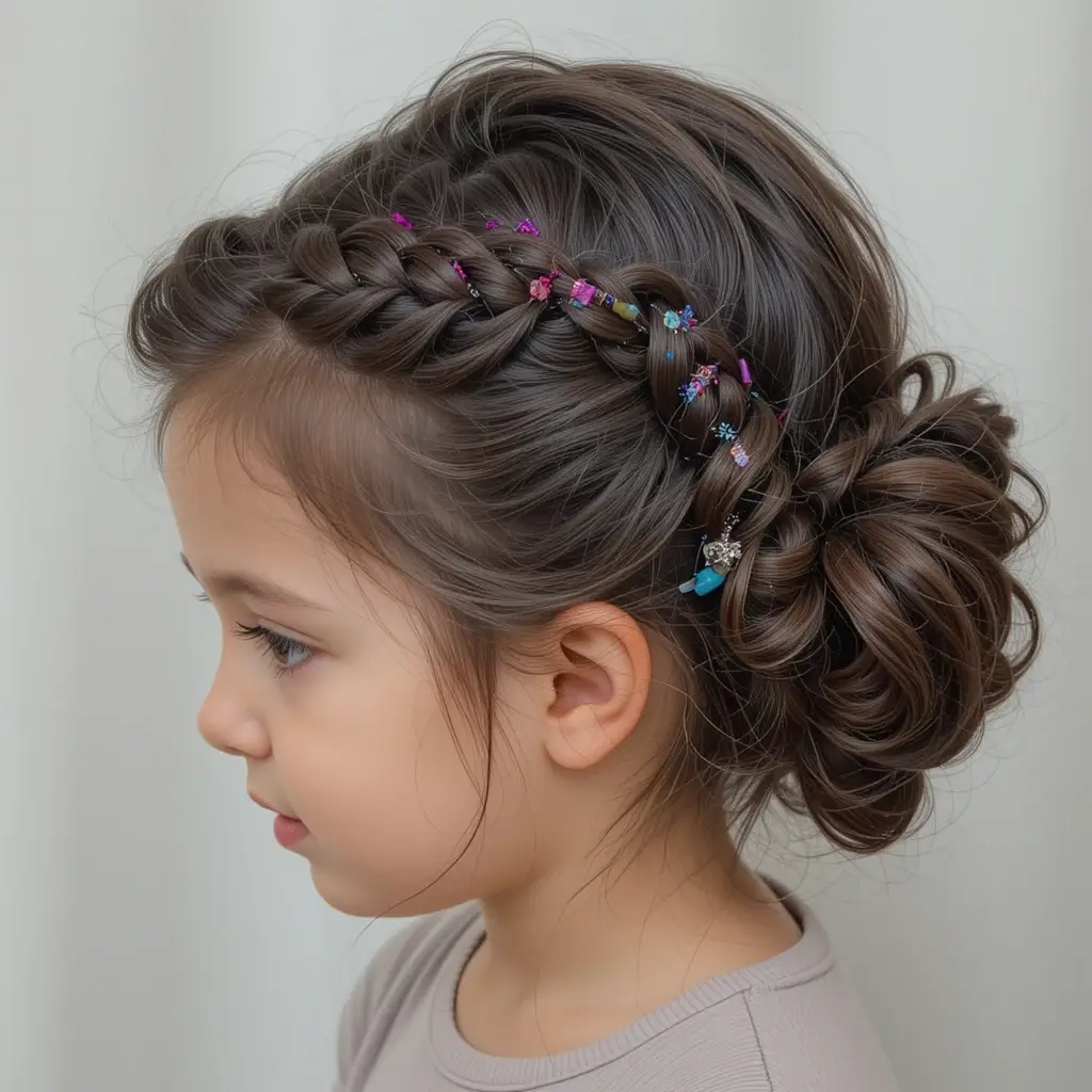 Side Braided Updo with Curly Ends